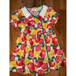 Finding Foxtale Dress Kids Size 6 Multicolor Apple Print Cotton Peter Pan Collar